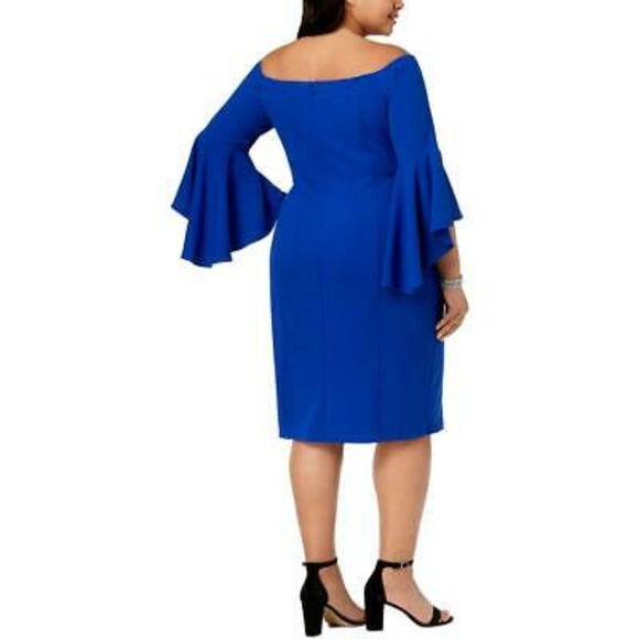R&M Richards Off-The-Shoulder Bell Sleeves Dress - Picture 2 of 2